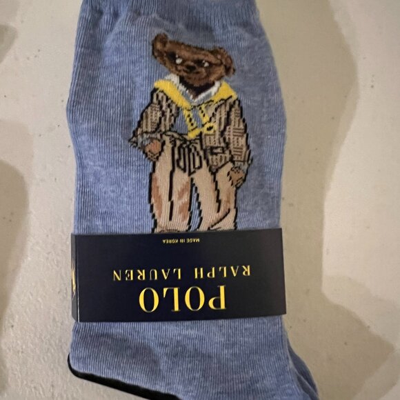 Polo Ralph Lauren Women's Polo Bear Trouser Socks Blue - Picture 1 of 8